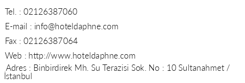 Daphne Hotel telefon numaralar, faks, e-mail, posta adresi ve iletiim bilgileri